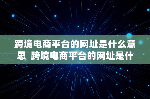 跨境电商平台的网址是什么意思  跨境电商平台的网址是什么意思啊