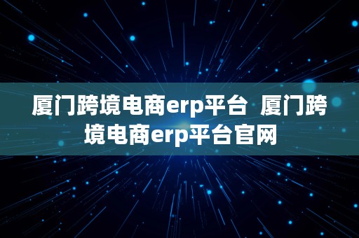 厦门跨境电商erp平台  厦门跨境电商erp平台官网