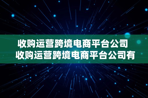 收购运营跨境电商平台公司  收购运营跨境电商平台公司有哪些