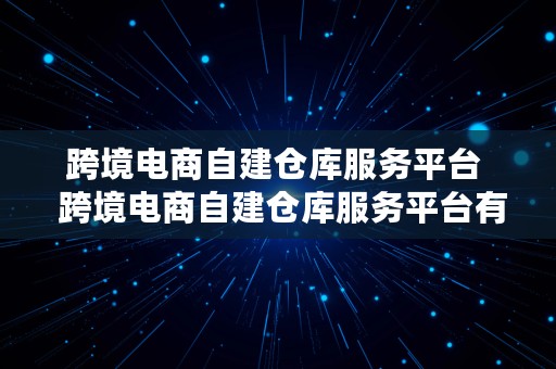 跨境电商自建仓库服务平台  跨境电商自建仓库服务平台有哪些