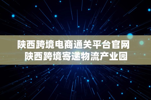 陕西跨境电商通关平台官网  陕西跨境寄递物流产业园