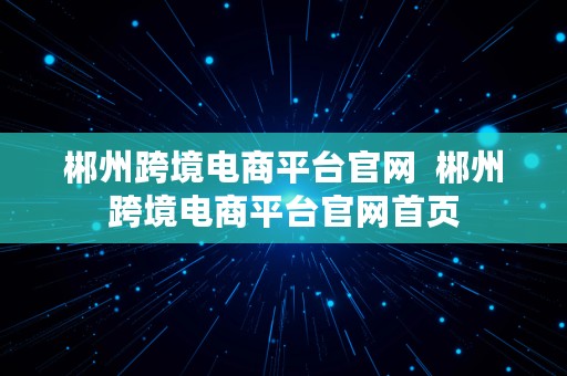 郴州跨境电商平台官网  郴州跨境电商平台官网首页