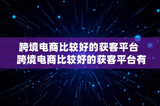 跨境电商比较好的获客平台  跨境电商比较好的获客平台有哪些