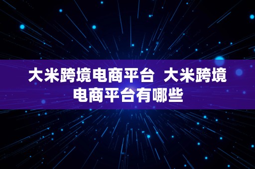 大米跨境电商平台  大米跨境电商平台有哪些