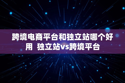 跨境电商平台和独立站哪个好用  独立站vs跨境平台