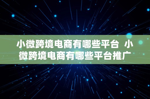 小微跨境电商有哪些平台  小微跨境电商有哪些平台推广