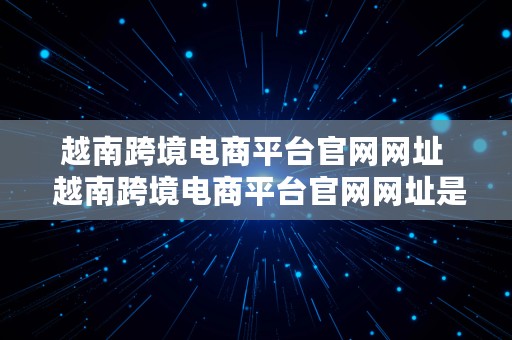 越南跨境电商平台官网网址  越南跨境电商平台官网网址是什么