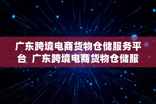 广东跨境电商货物仓储服务平台  广东跨境电商货物仓储服务平台官网