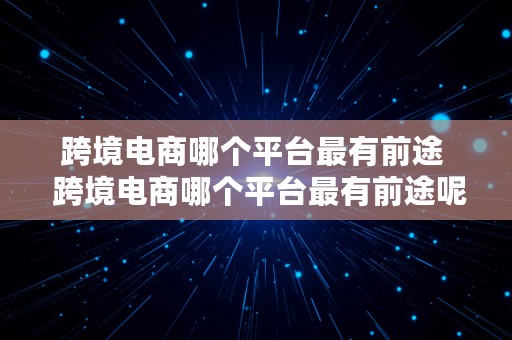 跨境电商哪个平台最有前途  跨境电商哪个平台最有前途呢