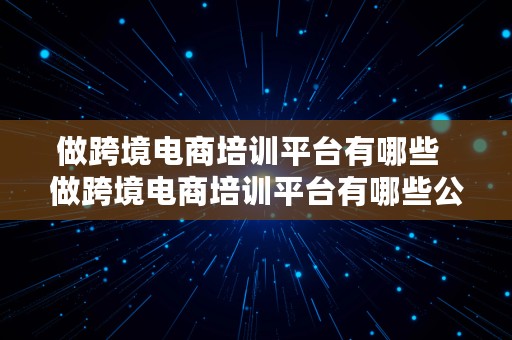 做跨境电商培训平台有哪些  做跨境电商培训平台有哪些公司