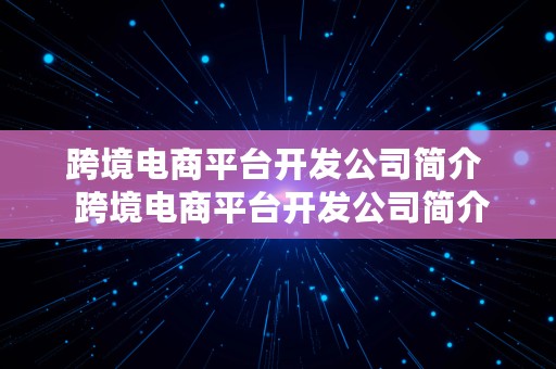 跨境电商平台开发公司简介  跨境电商平台开发公司简介怎么写