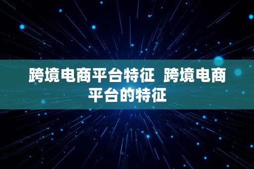 跨境电商平台特征  跨境电商平台的特征