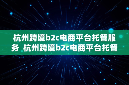 杭州跨境b2c电商平台托管服务  杭州跨境b2c电商平台托管服务费