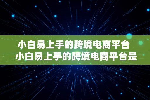 小白易上手的跨境电商平台  小白易上手的跨境电商平台是什么