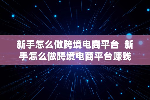 新手怎么做跨境电商平台  新手怎么做跨境电商平台赚钱