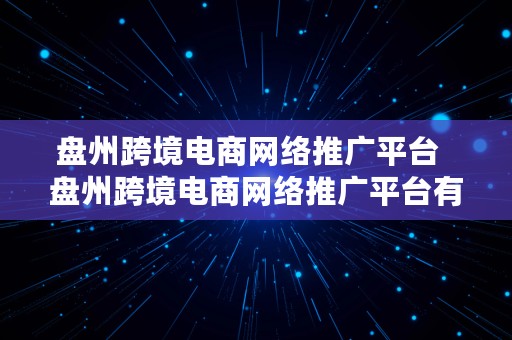 盘州跨境电商网络推广平台  盘州跨境电商网络推广平台有哪些