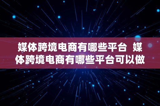 媒体跨境电商有哪些平台  媒体跨境电商有哪些平台可以做