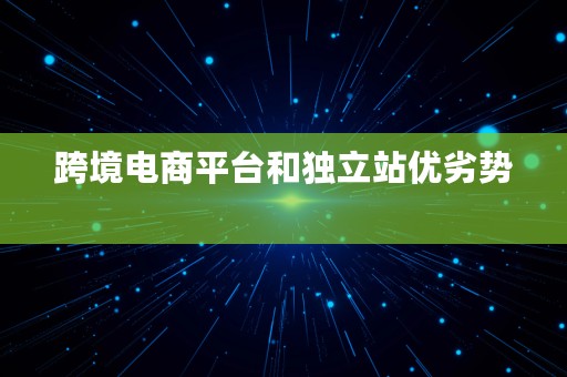 跨境电商平台和独立站优劣势  