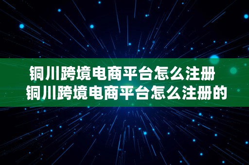 铜川跨境电商平台怎么注册  铜川跨境电商平台怎么注册的