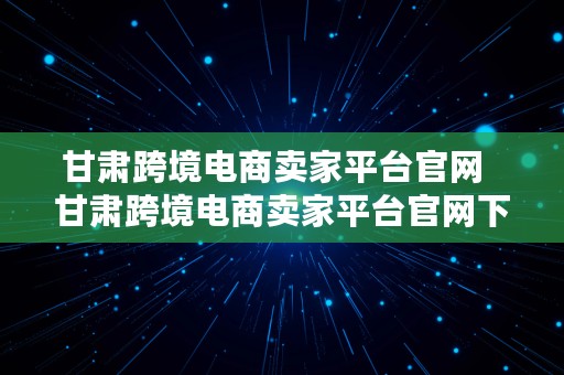 甘肃跨境电商卖家平台官网  甘肃跨境电商卖家平台官网下载