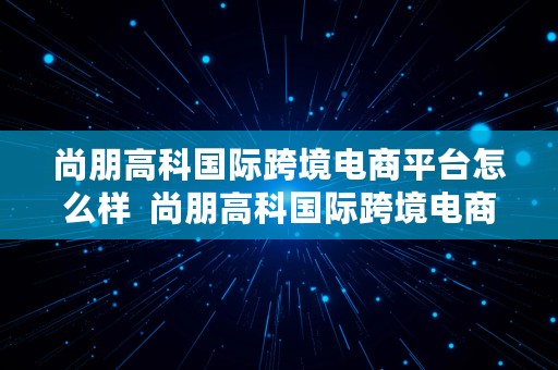 尚朋高科国际跨境电商平台怎么样  尚朋高科国际跨境电商官方网站查询