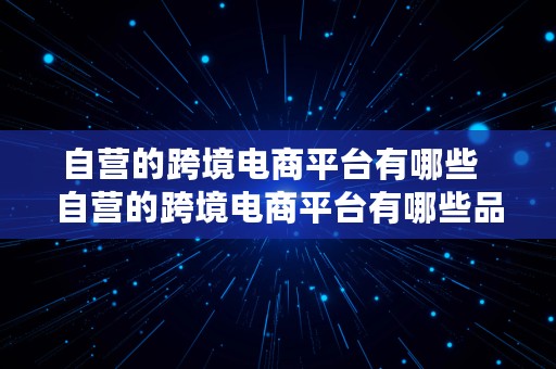 自营的跨境电商平台有哪些  自营的跨境电商平台有哪些品牌