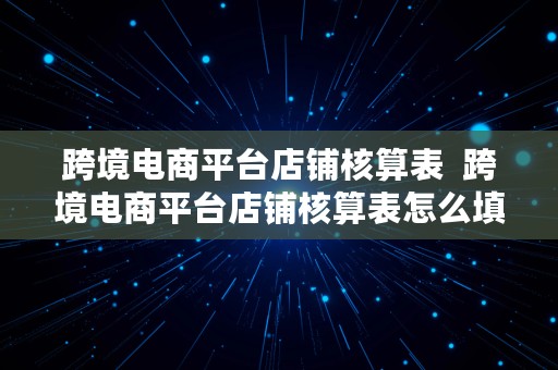 跨境电商平台店铺核算表  跨境电商平台店铺核算表怎么填