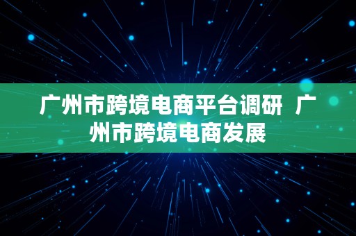 广州市跨境电商平台调研  广州市跨境电商发展