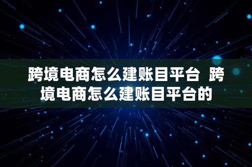 跨境电商怎么建账目平台  跨境电商怎么建账目平台的