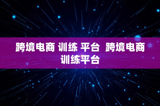 跨境电商 训练 平台  跨境电商训练平台