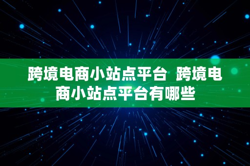 跨境电商小站点平台  跨境电商小站点平台有哪些