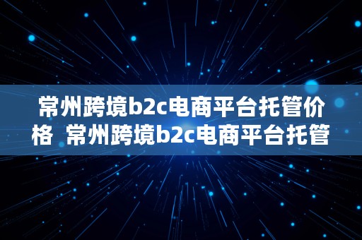 常州跨境b2c电商平台托管价格  常州跨境b2c电商平台托管价格表