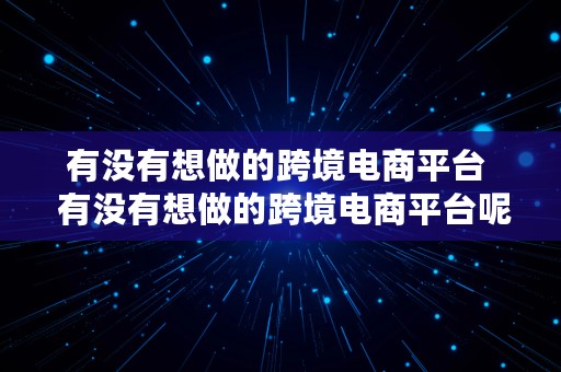 有没有想做的跨境电商平台  有没有想做的跨境电商平台呢