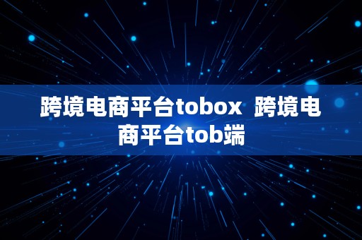 跨境电商平台tobox  跨境电商平台tob端