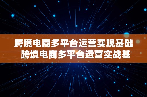 跨境电商多平台运营实现基础  跨境电商多平台运营实战基础