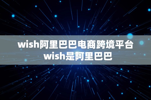 wish阿里巴巴电商跨境平台  wish是阿里巴巴