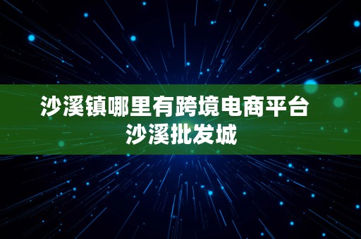 沙溪镇哪里有跨境电商平台  沙溪批发城