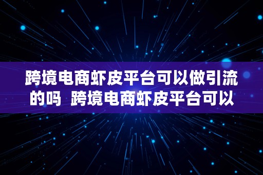 跨境电商虾皮平台可以做引流的吗  跨境电商虾皮平台可以做引流的吗?