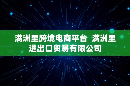 满洲里跨境电商平台  满洲里进出口贸易有限公司