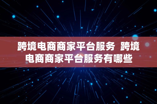 跨境电商商家平台服务  跨境电商商家平台服务有哪些