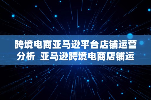 跨境电商亚马逊平台店铺运营分析  亚马逊跨境电商店铺运营规则