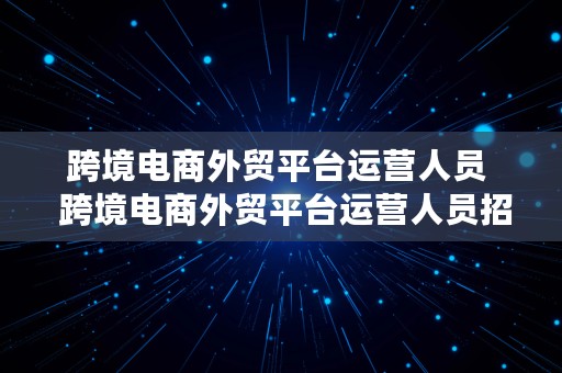 跨境电商外贸平台运营人员  跨境电商外贸平台运营人员招聘