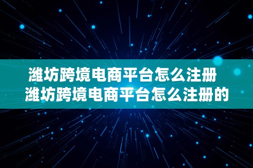 潍坊跨境电商平台怎么注册  潍坊跨境电商平台怎么注册的