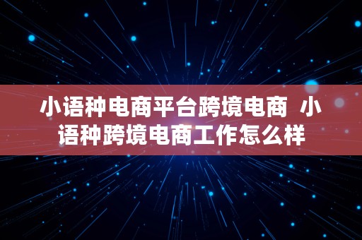 小语种电商平台跨境电商  小语种跨境电商工作怎么样