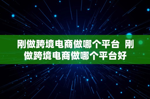 刚做跨境电商做哪个平台  刚做跨境电商做哪个平台好