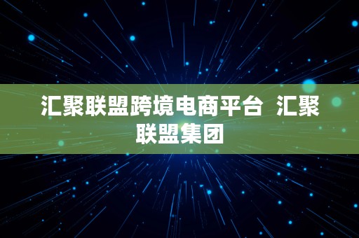 汇聚联盟跨境电商平台  汇聚联盟集团