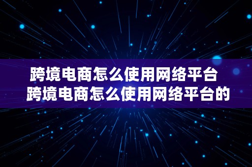 跨境电商怎么使用网络平台  跨境电商怎么使用网络平台的