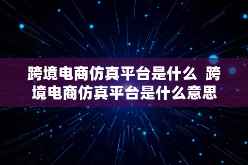 跨境电商仿真平台是什么  跨境电商仿真平台是什么意思