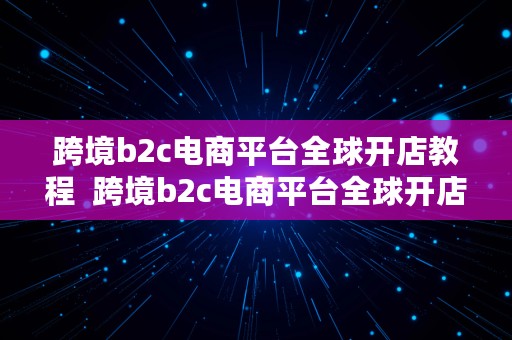 跨境b2c电商平台全球开店教程  跨境b2c电商平台全球开店教程视频