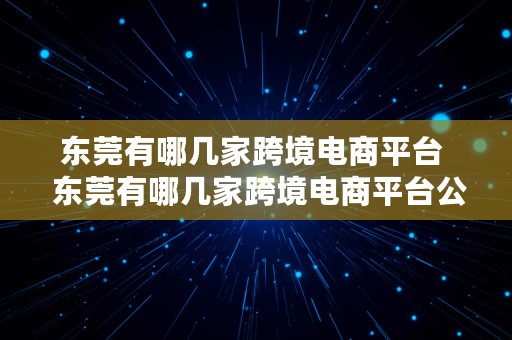 东莞有哪几家跨境电商平台  东莞有哪几家跨境电商平台公司